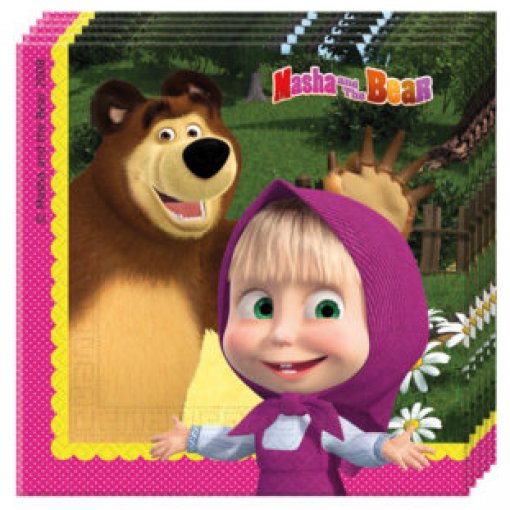 20 Guardanapos 33cm Masha e o Urso