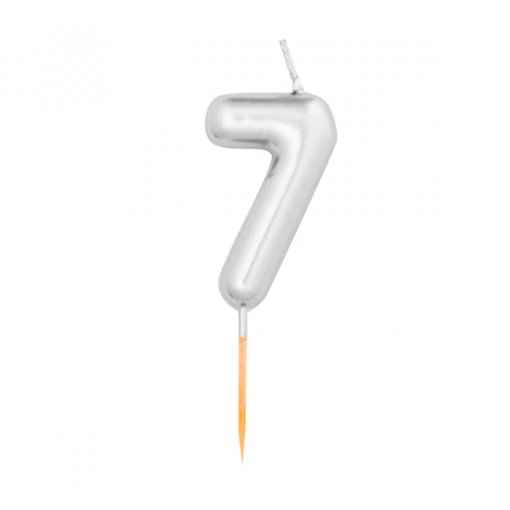 Vela Aniversário 8cm Prateado Metalizado nº7
