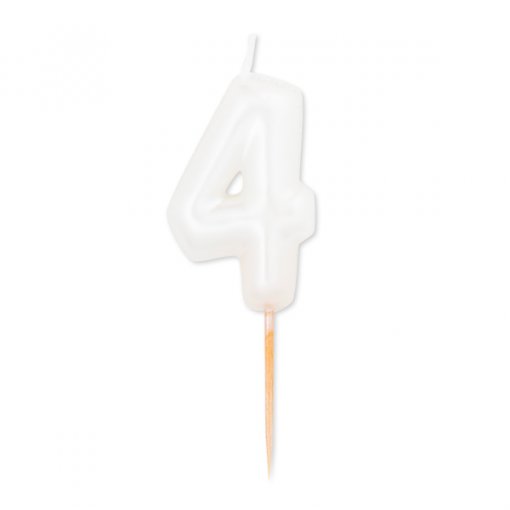 Vela Aniversário 8cm Branco Perlado nº4
