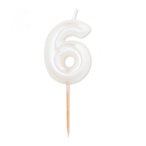 Vela Aniversário 8cm Branco Perlado nº6