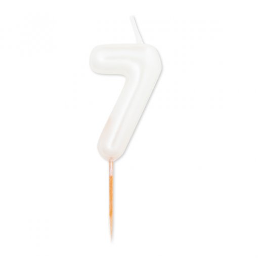 Vela Aniversário 8cm Branco Perlado nº7
