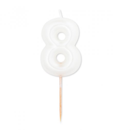 Vela Aniversário 8cm Branco Perlado nº8