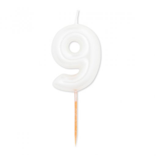 Vela Aniversário 8cm Branco Perlado nº9