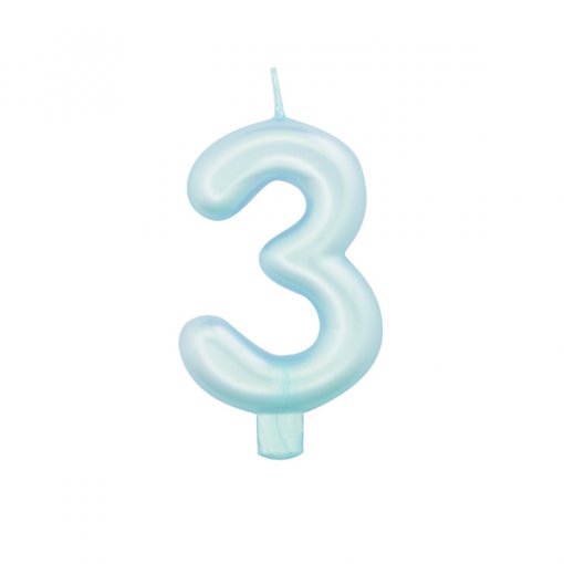 Vela Aniversário 9cm Azul Perlado nº3