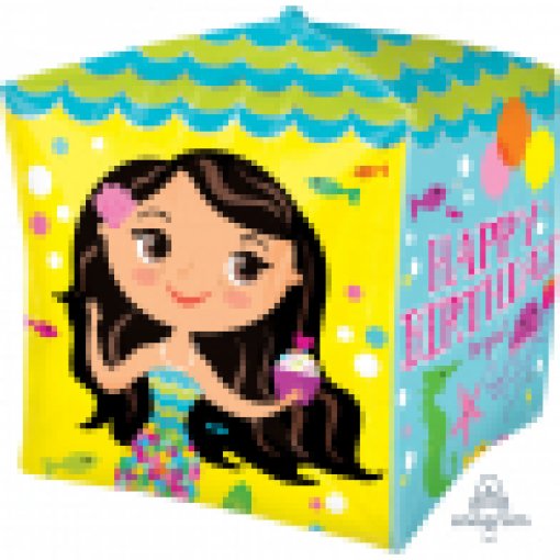 Balão Foil Cubez G20 Happy Birthday Sereia