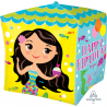 Balão Foil Cubez G20 Happy Birthday Sereia