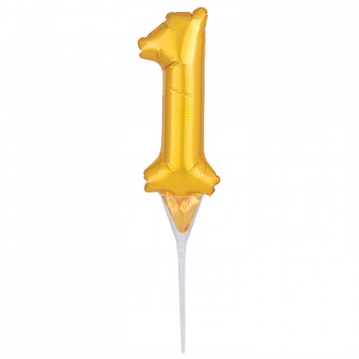 Topo de Bolo Balão Foil 6'' Dourado nº 1