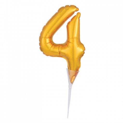 Topo de Bolo Balão Foil 6'' Dourado nº 4