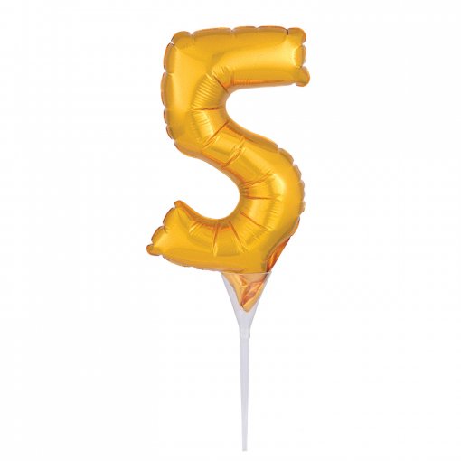 Topo de Bolo Balão Foil 6'' Dourado nº 5