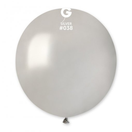 50 Balões latex Metalizado 19'' (48cm) cor Silver #038 - GM150