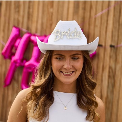 Chapéu Branco Cowgirl 'BRIDE'