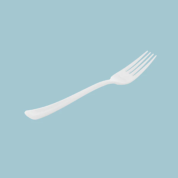 12 Garfos Plástico 18,5cm Branco