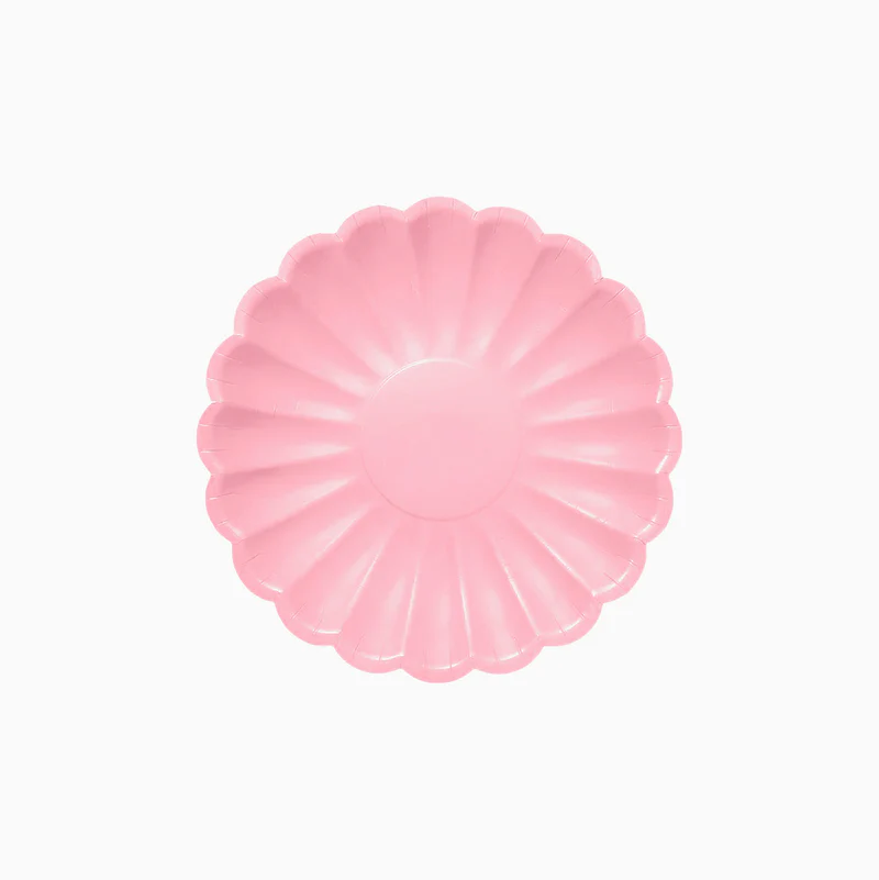 8 Pratos 18cm Ondulados Rosa Claro