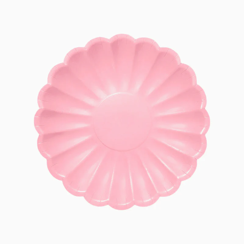 6 Pratos 23cm Ondulados Rosa Claro