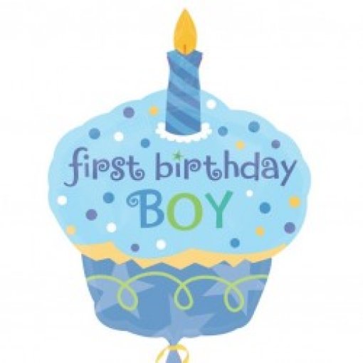 Balão Foil SuperShape Bolo 1st Birthday Azul