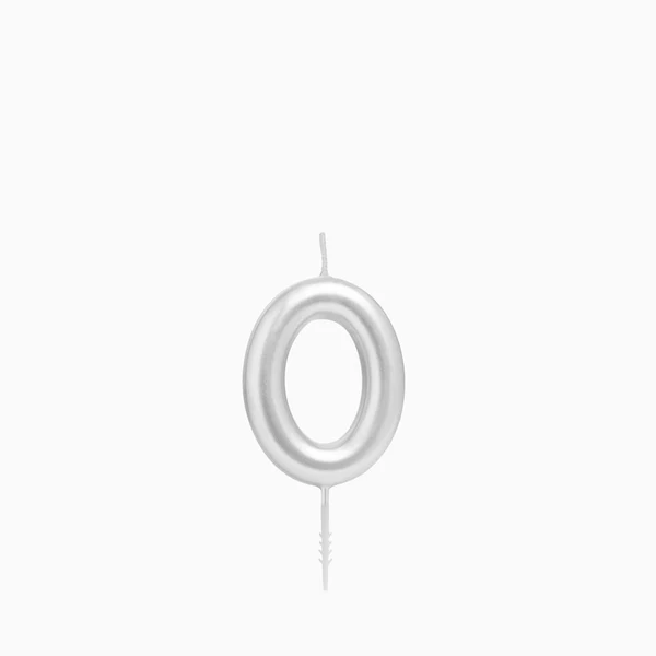 Vela de Aniversário Prateado 6cm nº0