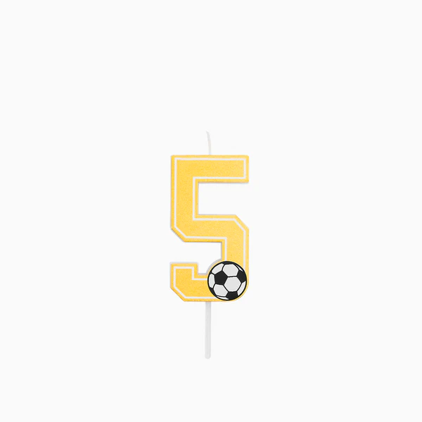 Vela de Aniversário Dourada 7,5cm Futebol nº5