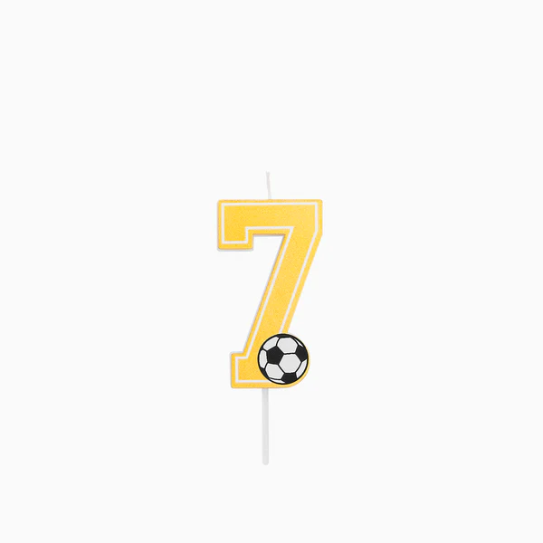 Vela de Aniversário Dourada 7,5cm Futebol nº7