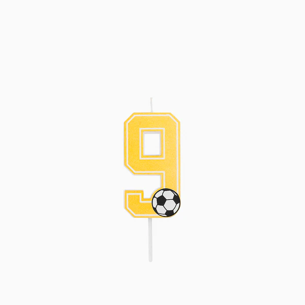 Vela de Aniversário Dourada 7,5cm Futebol nº9