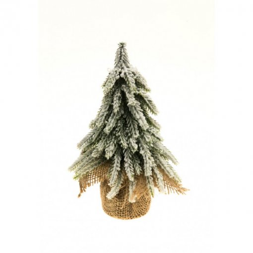 Árvore de Natal 20cm em Saco de Juta efeito Neve