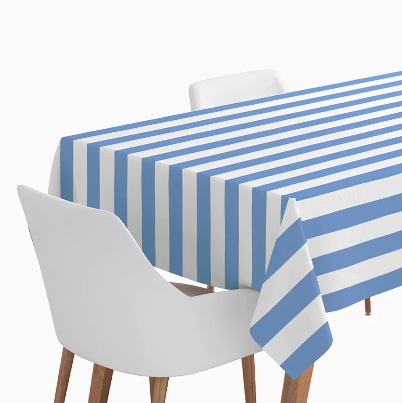 Toalha de Mesa 120x180cm Riscas Azul Claro