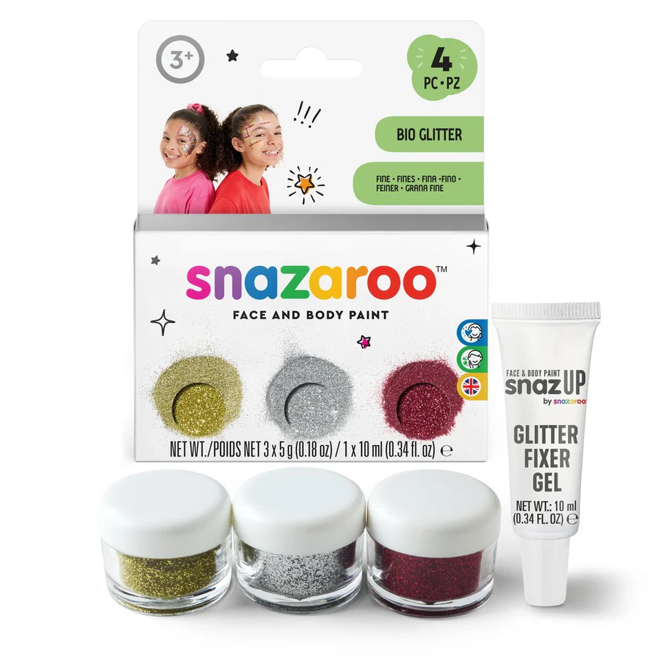 3 Glitter Bio Snazaroo Fine & Gel Fixador
