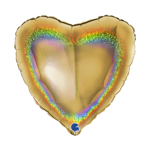 Balão Foil Coração 18'' Glitter Holographic Gold 5 - Dourado