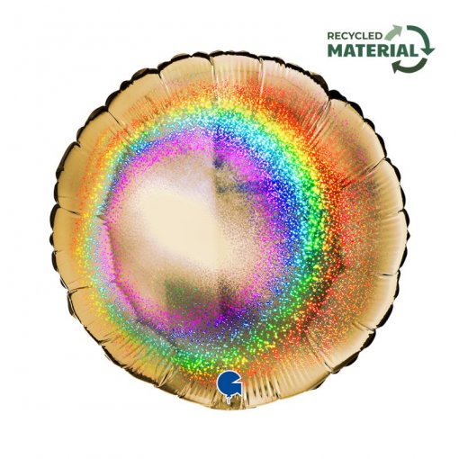 Balão Foil Redondo 18'' Glitter Holographic Gold 5 - Dourado