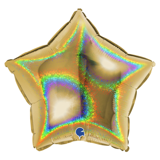 Balão Foil Estrela 18'' Glitter Holographic Gold 5 - Dourado