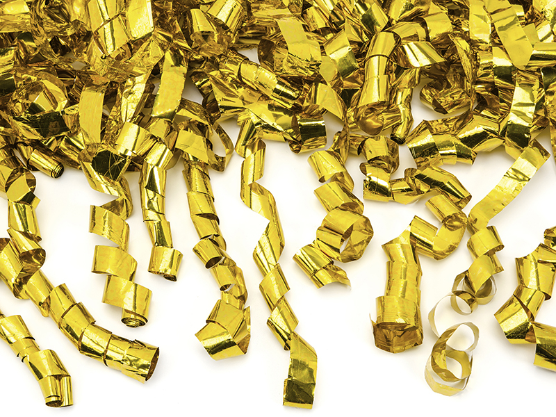 Canhão de confettis 60cm Serpentinas Dourado