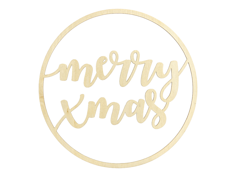 Decoração Pendente madeira 28cm Merry Xmas