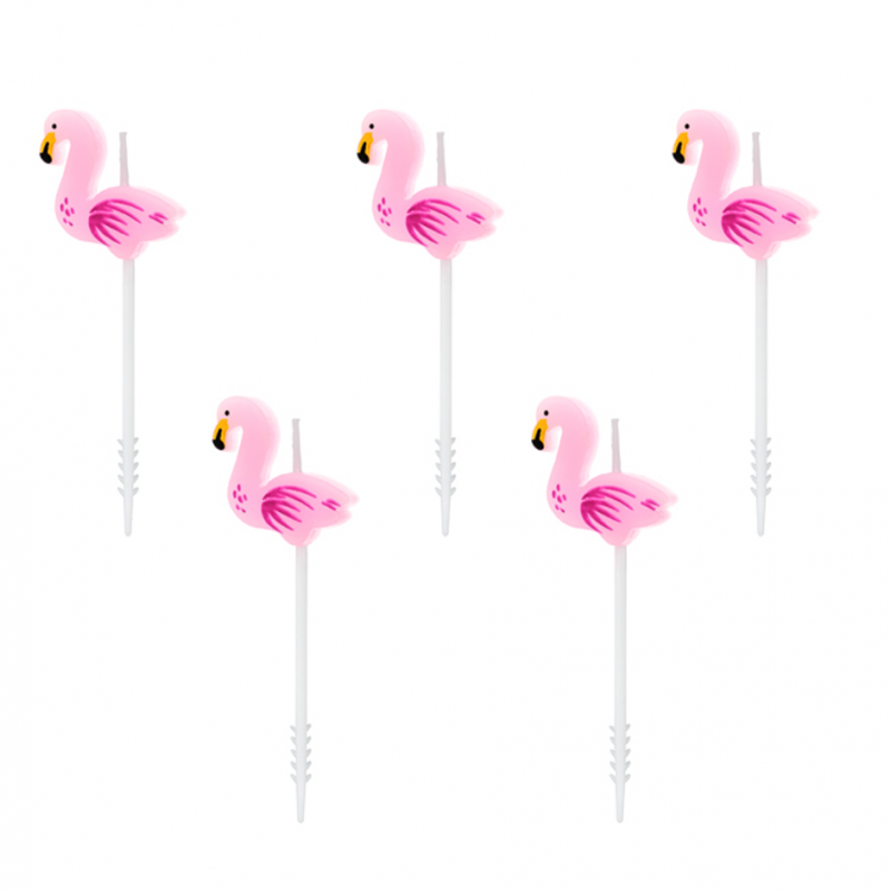 5 Velas de Aniversário Flamingos