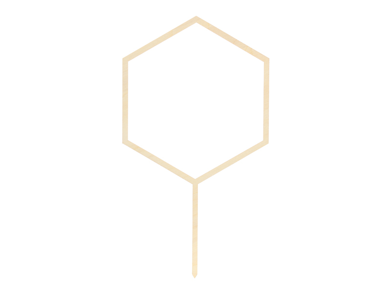 Topo de Bolo para personalizar Hexágono Madeira 24cm