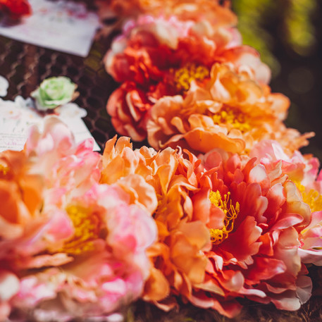 Decoração de Peónias 14cm Coral