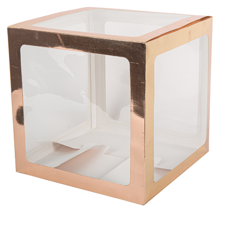 Cubo Transparente & Rose Gold para Balões 30x30x30cm