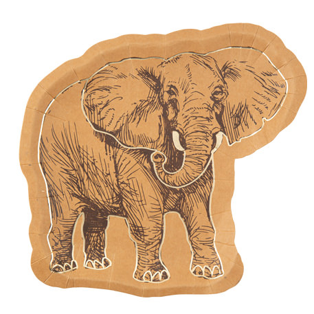8 Pratos 23x22cm Kraft Safari Elefante