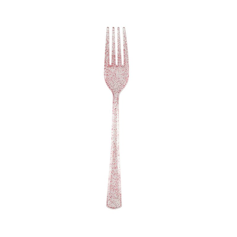 18 Garfos Reutilizáveis Rosa Glitter
