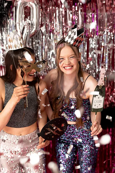 9 Adereços Fotografia (Photo booth) Let's Party - Ano Novo