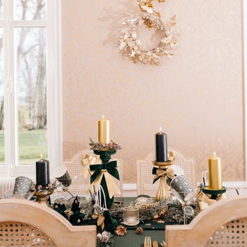 Castiçal Barroco Dourado fosco 10,5x28,5cm