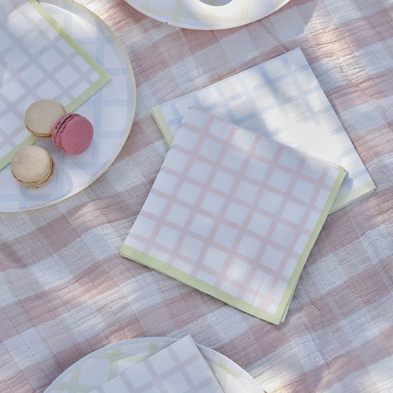 16 Guardanapos Pastel Gingham 