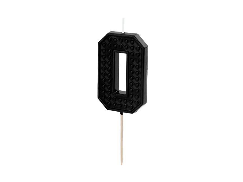 Vela de Aniversário 6cm Building Blocks nº0 Preto