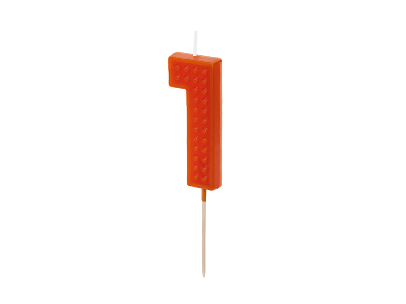 Vela de Aniversário 6cm Building Blocks nº1 Laranja