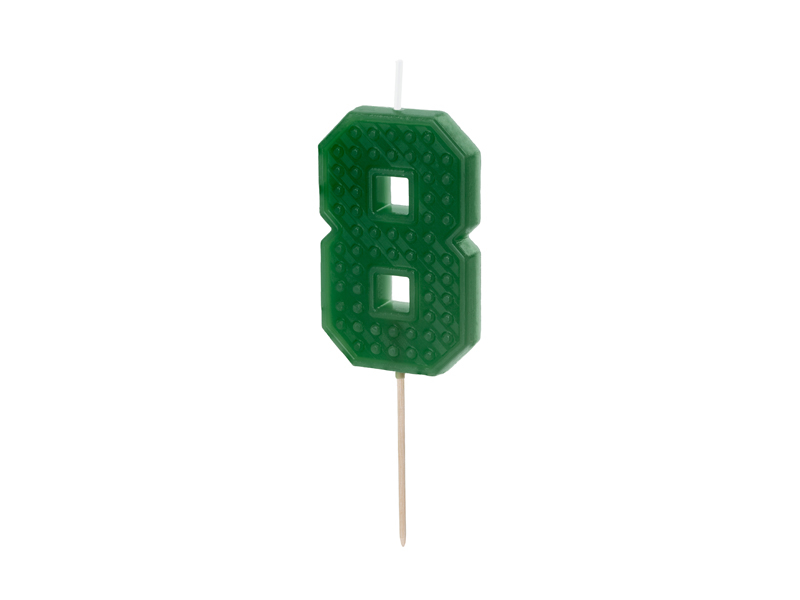Vela de Aniversário 6cm Building Blocks nº8 Verde