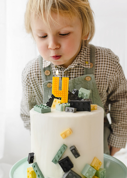 Vela de Aniversário 6cm Building Blocks nº4 Amarelo