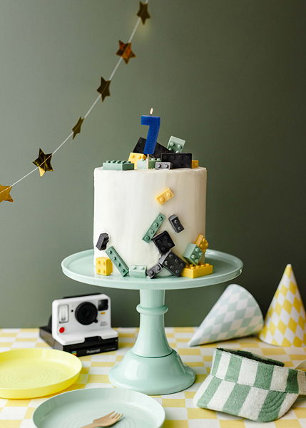 Vela de Aniversário 6cm Building Blocks nº7 Azul