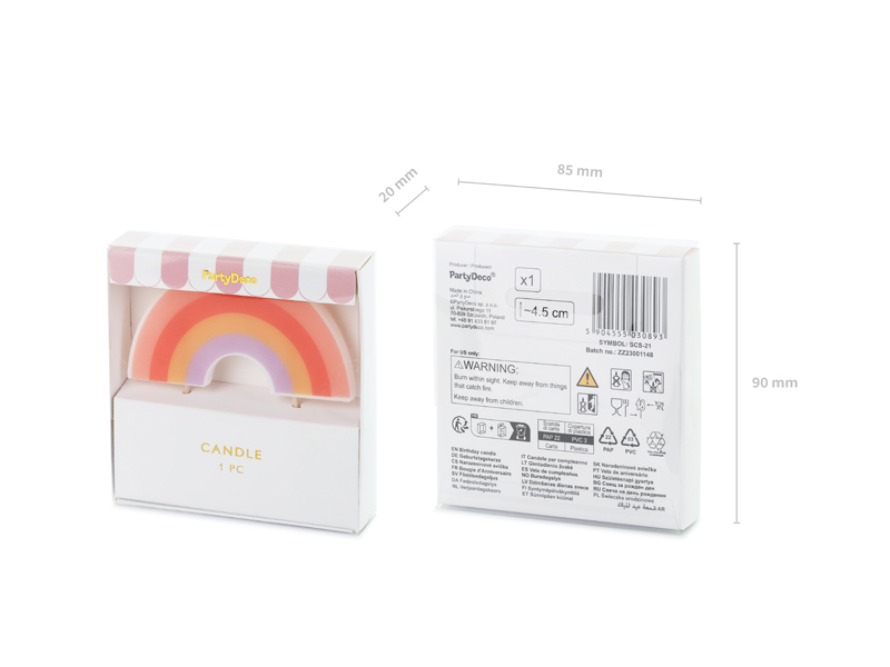 Vela de Aniversário 4,5cm Arco-Íris