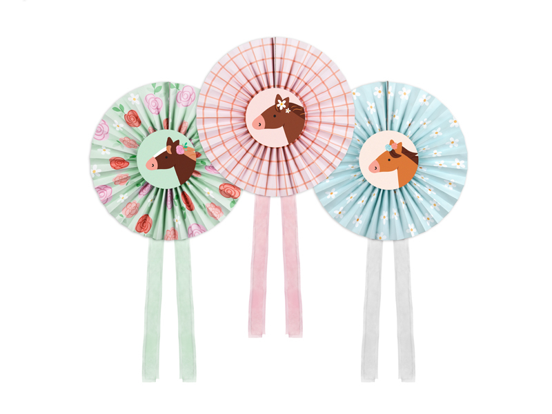 3 Rosetas Decorativas 35cm Cavalos