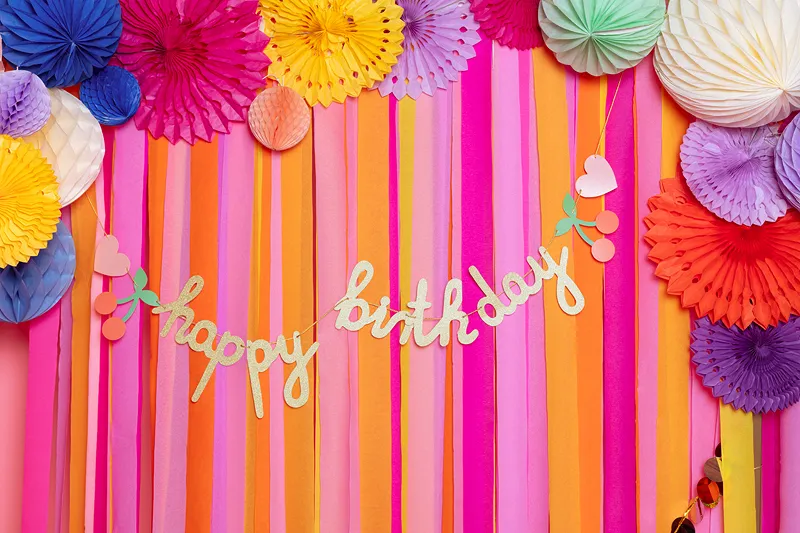 Grinalda Happy Birthday 100x18cm Dourado Glitter