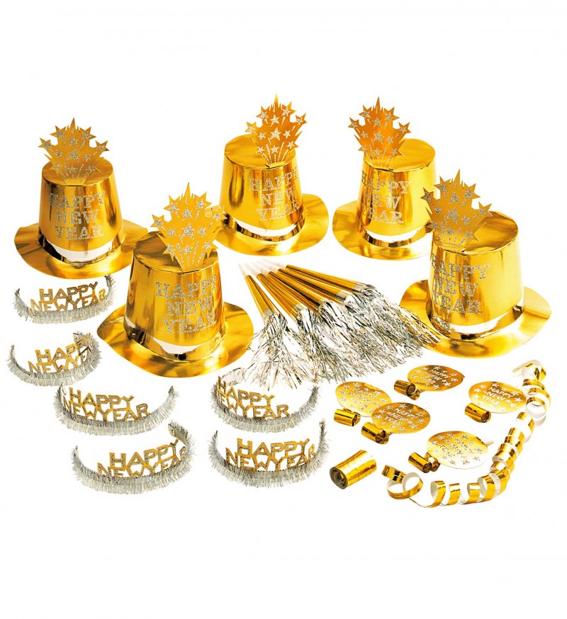 Kit Ano Novo para 10 Happy New Year Dourado