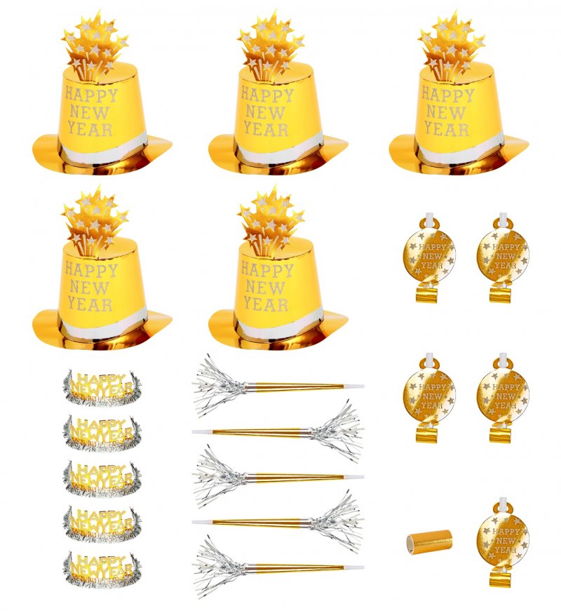 Kit Ano Novo para 10 Happy New Year Dourado